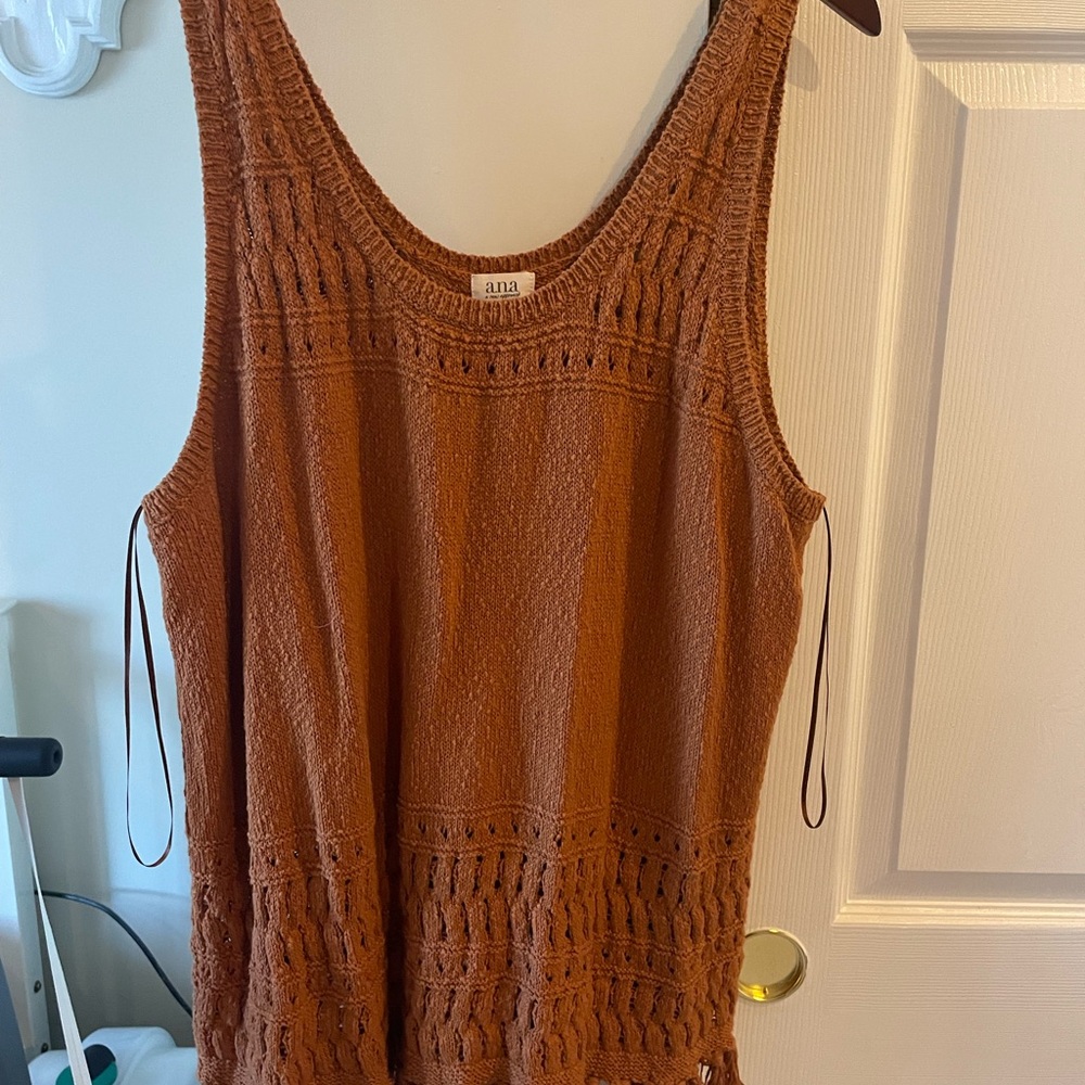 a.n.a Brown Smocked Tank Top Relaxed Fit